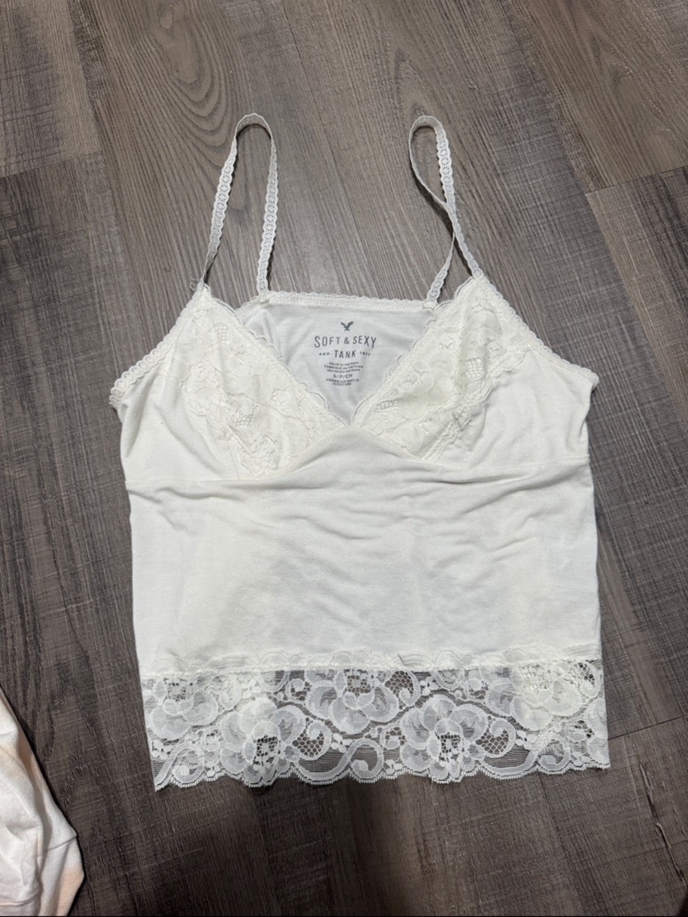 American Eagle Outfitters White Lace Trim Tank Top